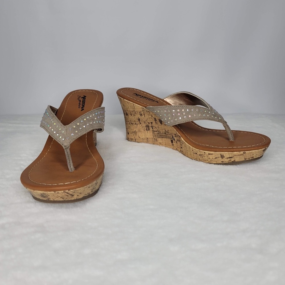Arizona Jeans Caterina Jeweled Wedge Sandal Sz 8.5